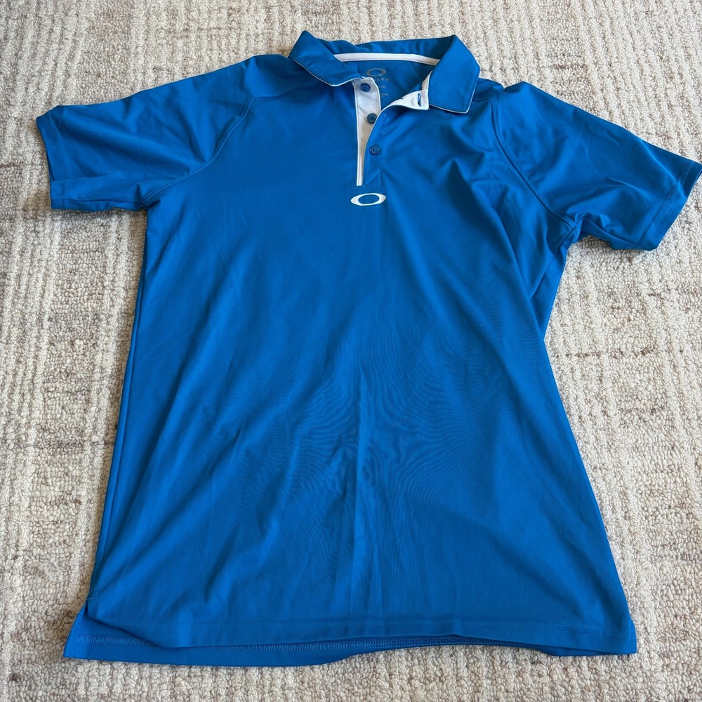 Oakley Mens O Hydrolix Regular Fit Polo Shirt Blue Short Sleeve Small RN96548